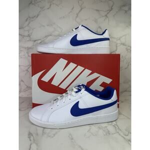 Size 11.5 Nike Court Royale Low Top White Blue Mens Shoes Style 749747-141 New